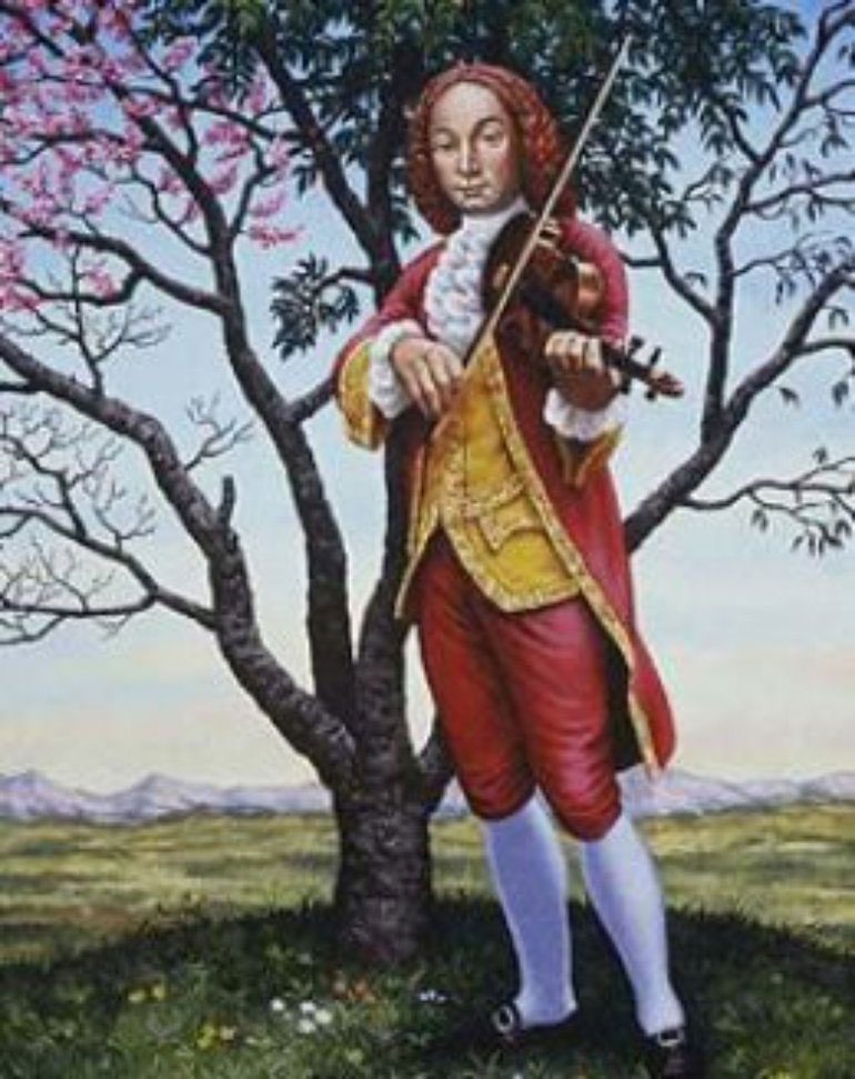 Full Body picture of Antonio Vivaldi playing Violin